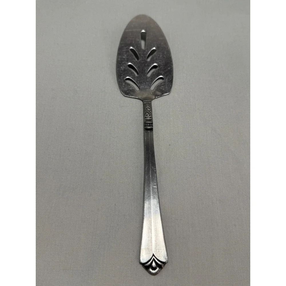 Orleans Silver Pie Cake Server ORL31 Pierced Stainless Steel 70s Vintage 9.25